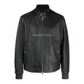 Jaket Kulit Domba Pria Bomber Premium | PCB 433 - Tampak Depan