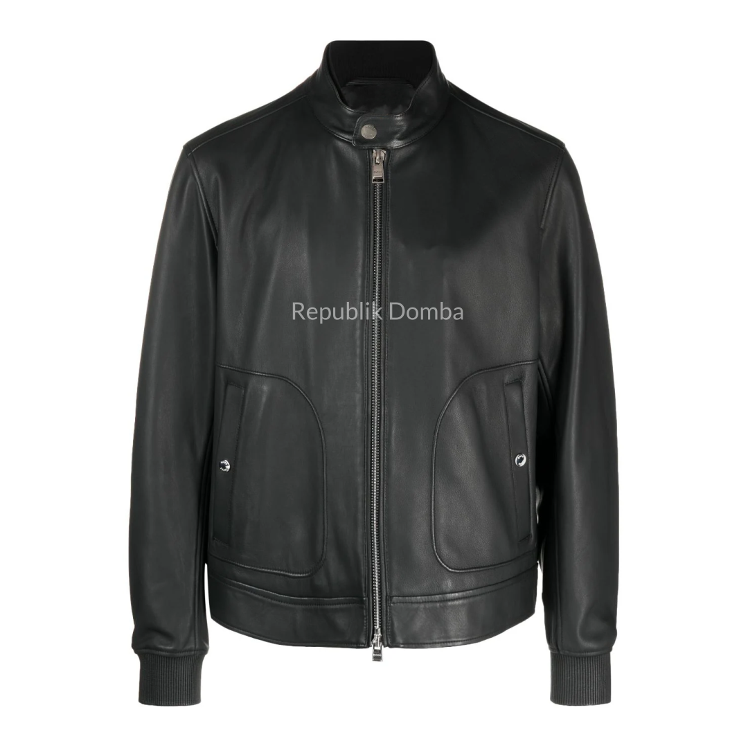 Jaket Kulit Domba Pria Bomber Premium | PCB 433 - Tampak Depan