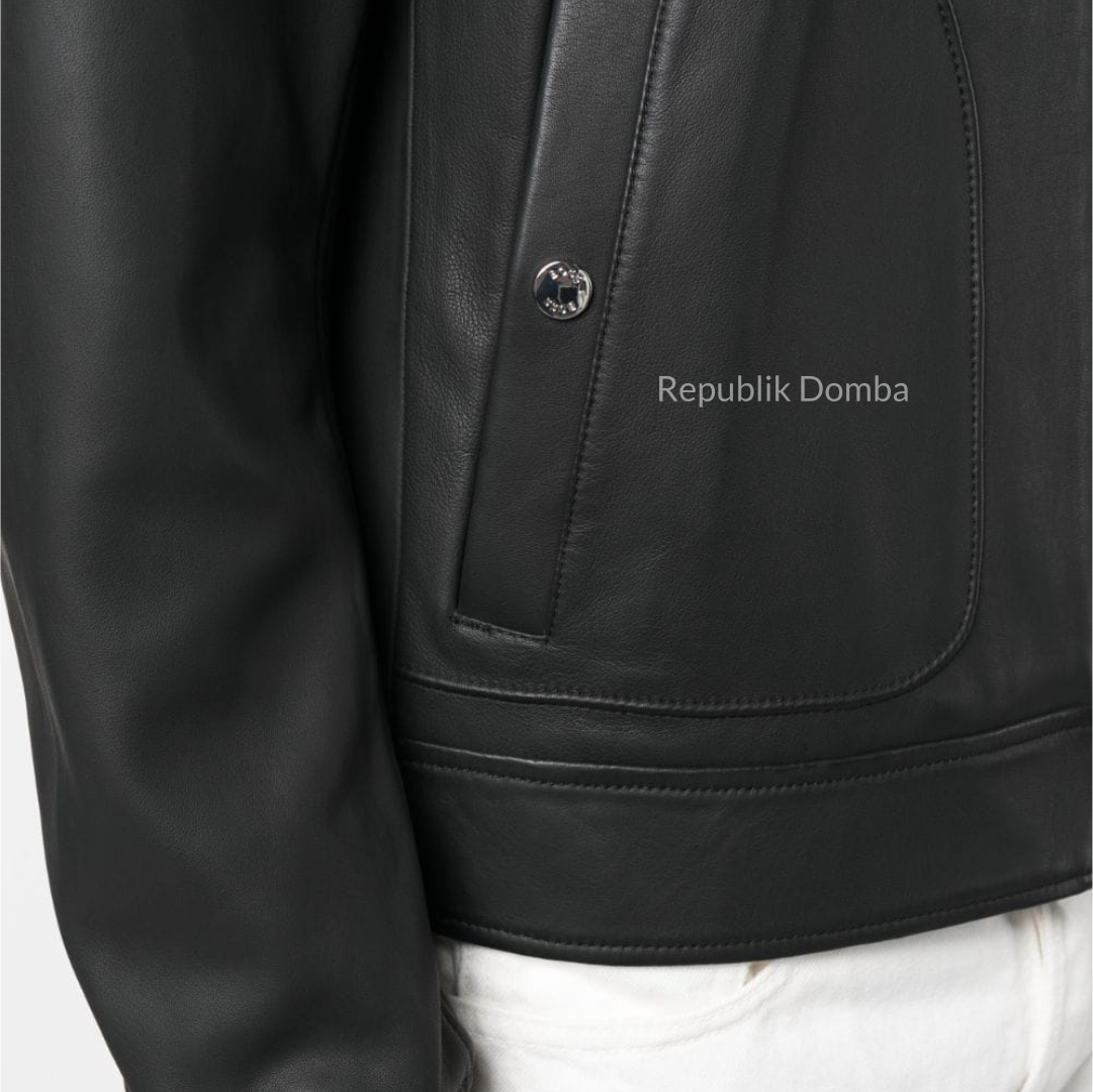 Jaket Kulit Domba Pria Bomber Premium | PCB 433 - Tampak Belakang