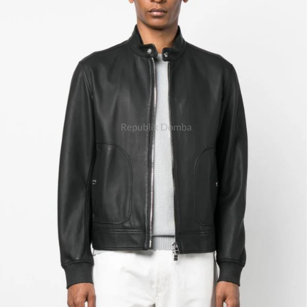 Jaket Kulit Domba Pria Bomber Premium | PCB 433 - Detail Bahan Kulit Domba