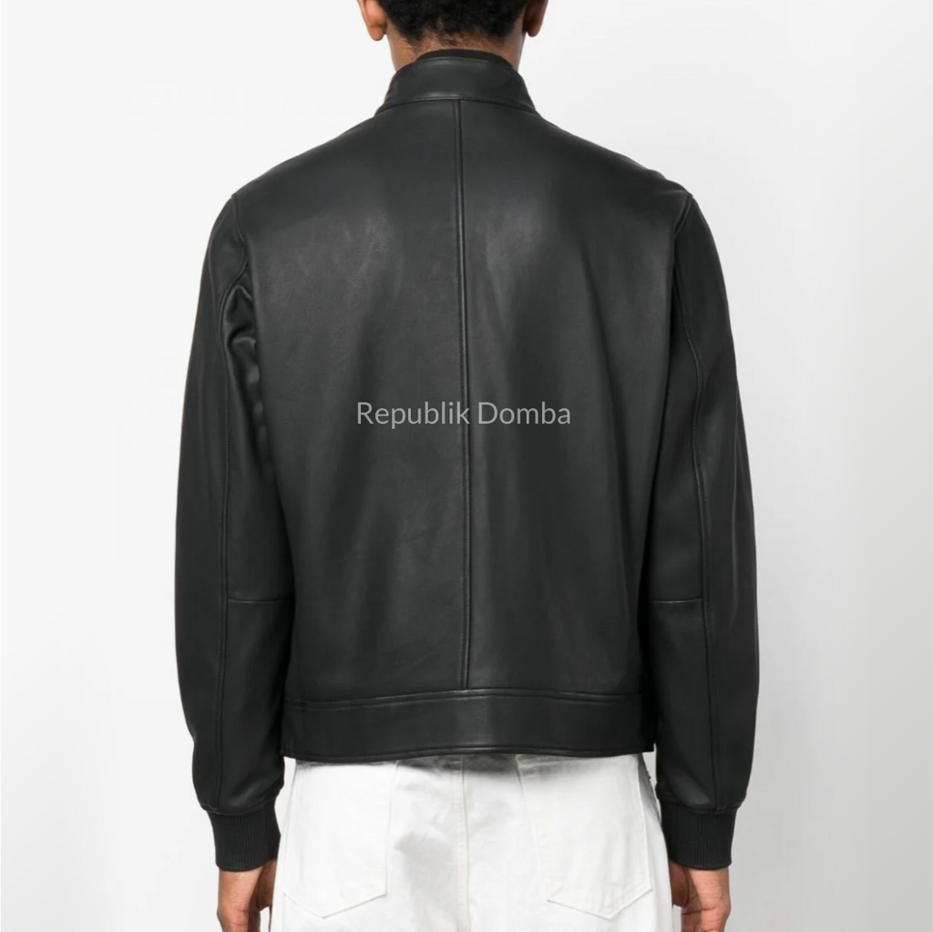 Jaket Kulit Domba Pria Bomber Premium | PCB 433 - Detail Hardware dan Jahitan