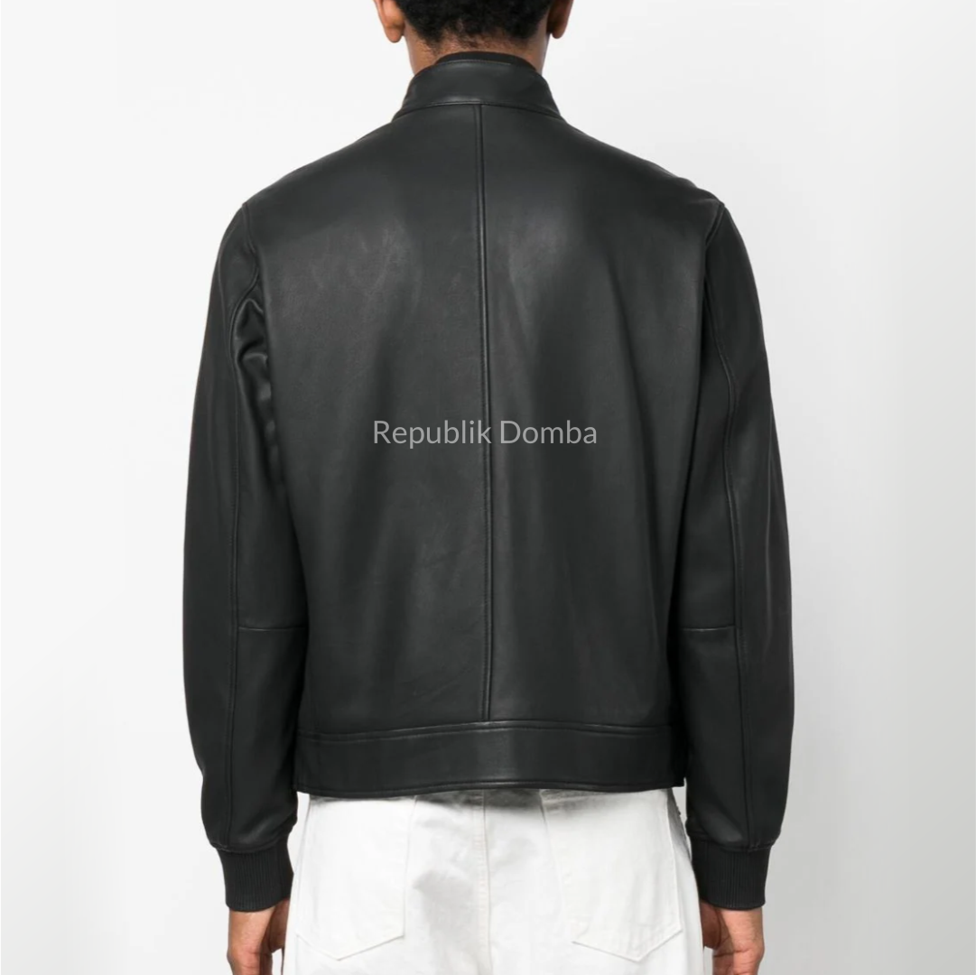 Jaket Kulit Domba Pria Bomber Premium | PCB 433 - Detail Hardware dan Jahitan