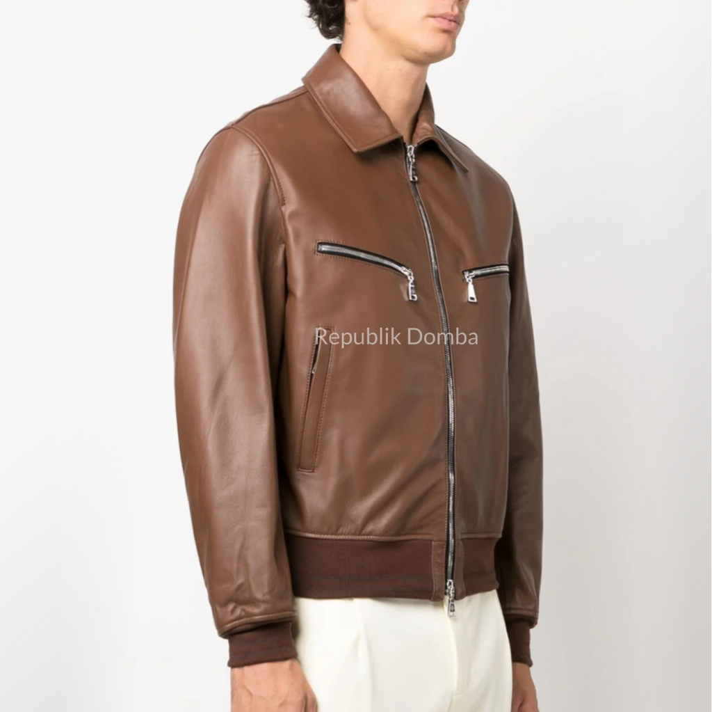 Jaket Kulit Pria Bomber - PCB 441