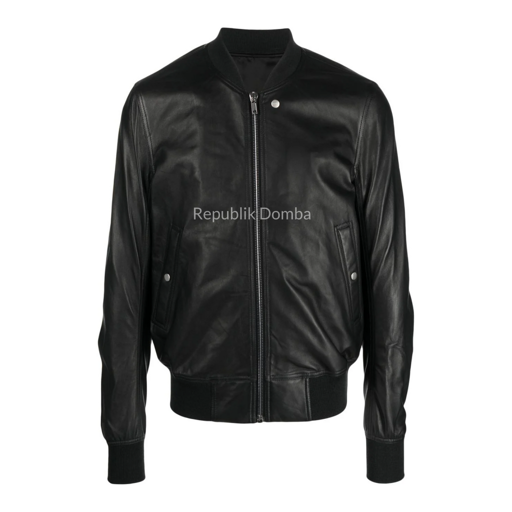 Jaket Kulit Domba Pria Bomber Premium | PCB 442 - Tampak Depan