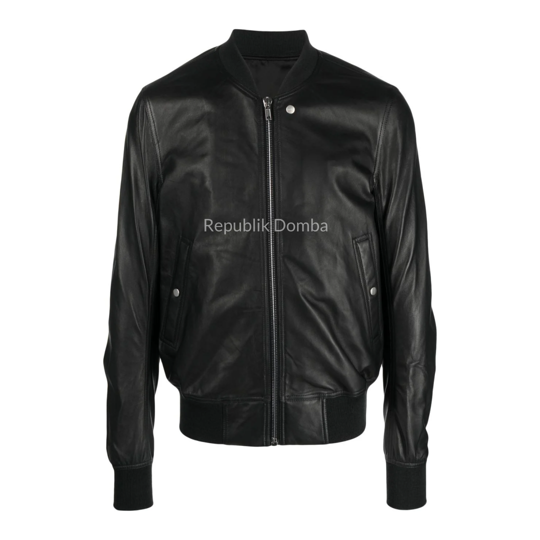Jaket Kulit Domba Pria Bomber Premium | PCB 442 - Tampak Depan