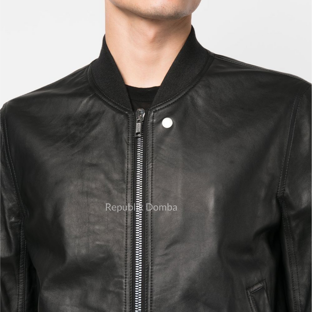Jaket Kulit Domba Pria Bomber Premium | PCB 442 - Tampak Belakang