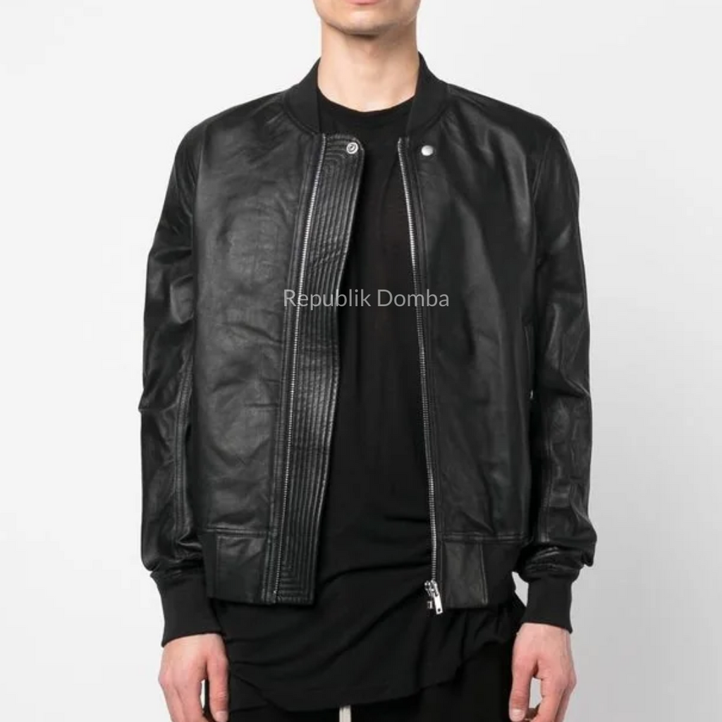Jaket Kulit Domba Pria Bomber Premium | PCB 442 - Detail Bahan Kulit Domba