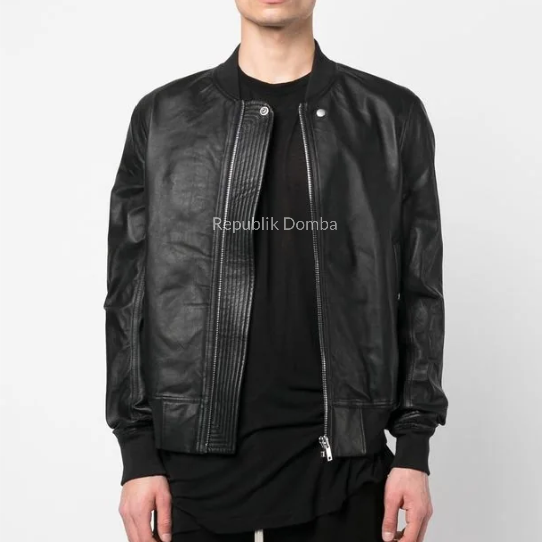 Jaket Kulit Domba Pria Bomber Premium | PCB 442 - Detail Bahan Kulit Domba