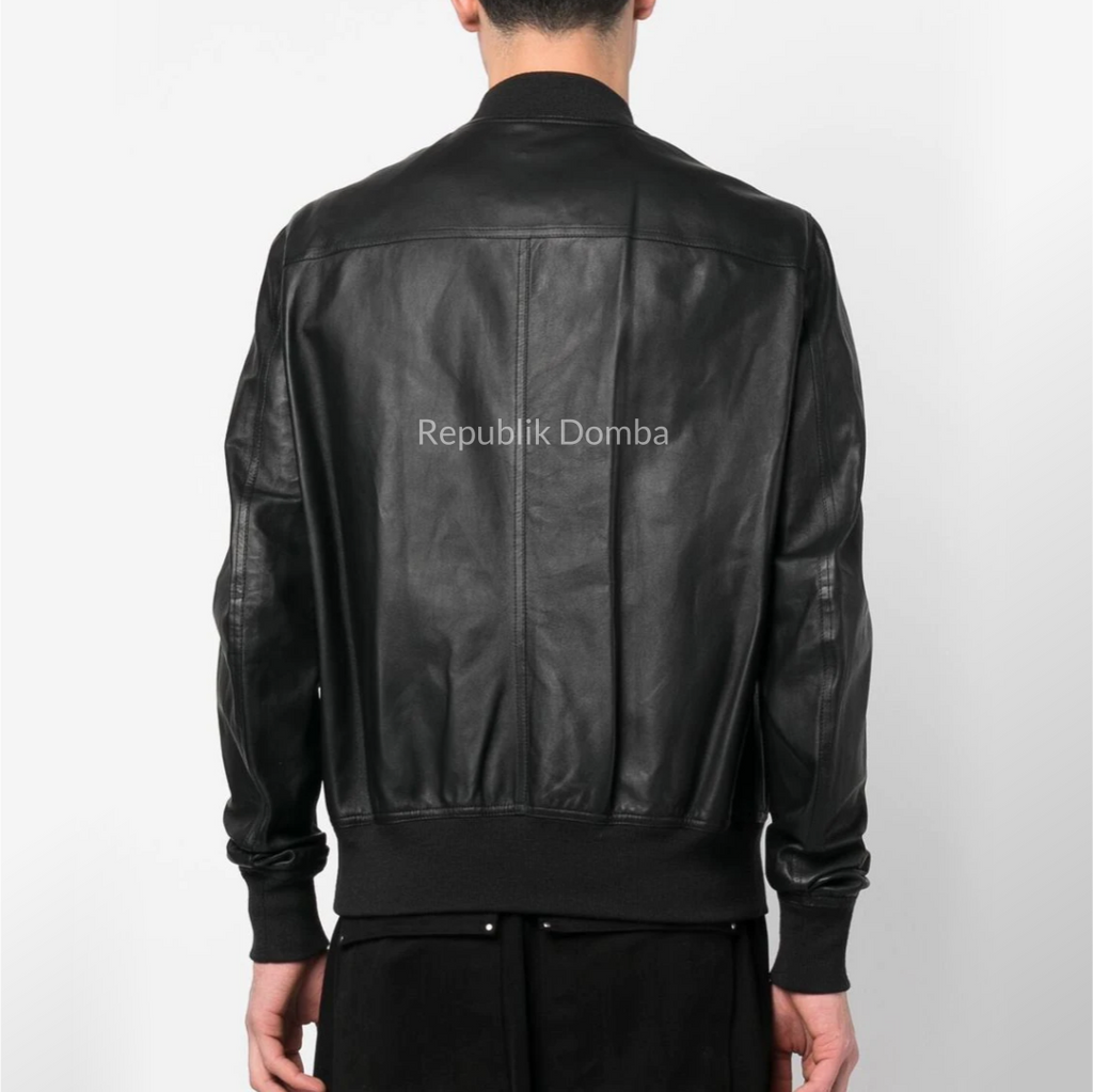 Jaket Kulit Domba Pria Bomber Premium | PCB 442 - Detail Hardware dan Jahitan