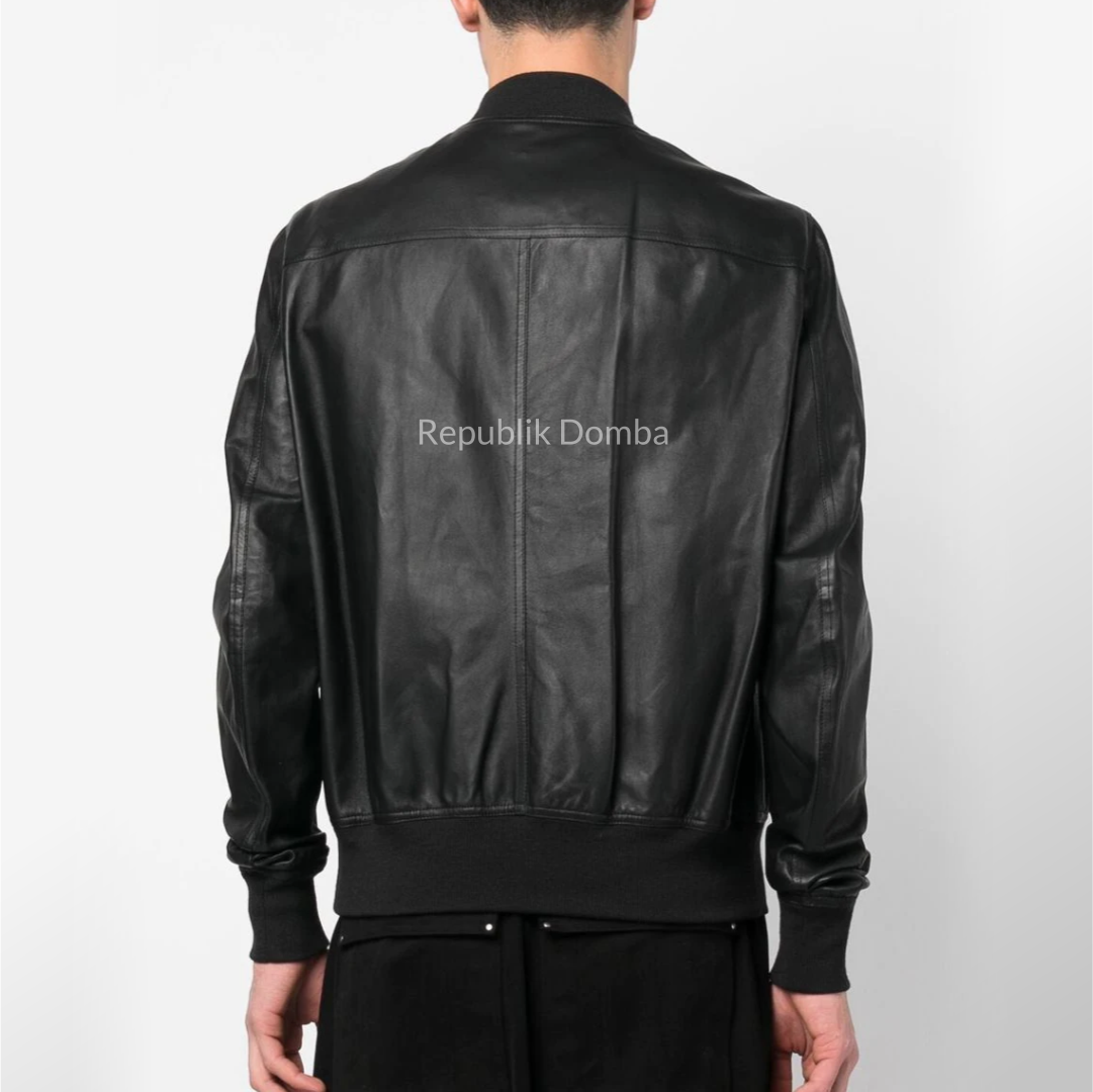 Jaket Kulit Domba Pria Bomber Premium | PCB 442 - Detail Hardware dan Jahitan