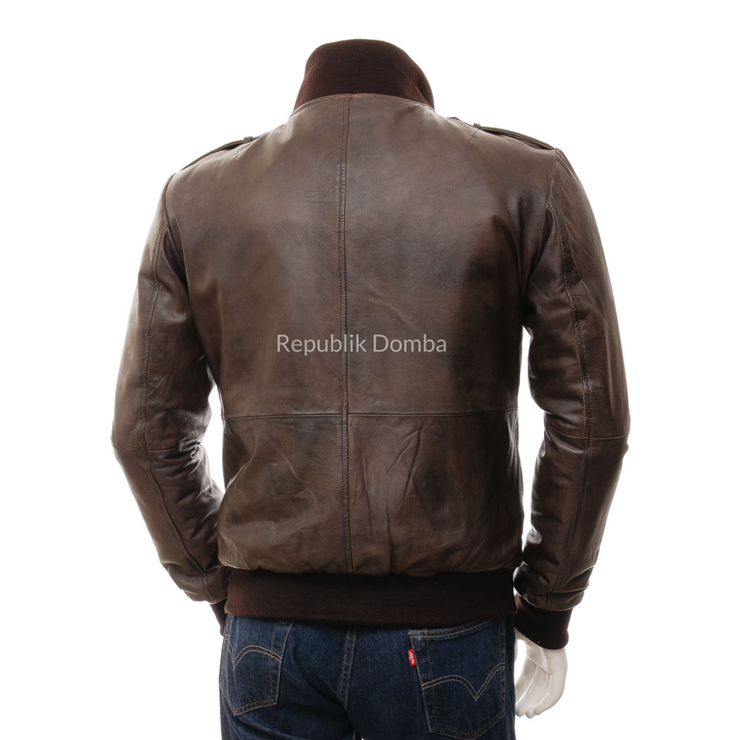 Jaket Kulit Domba Pria Bomber Premium | PCB 469 - Detail Hardware dan Jahitan