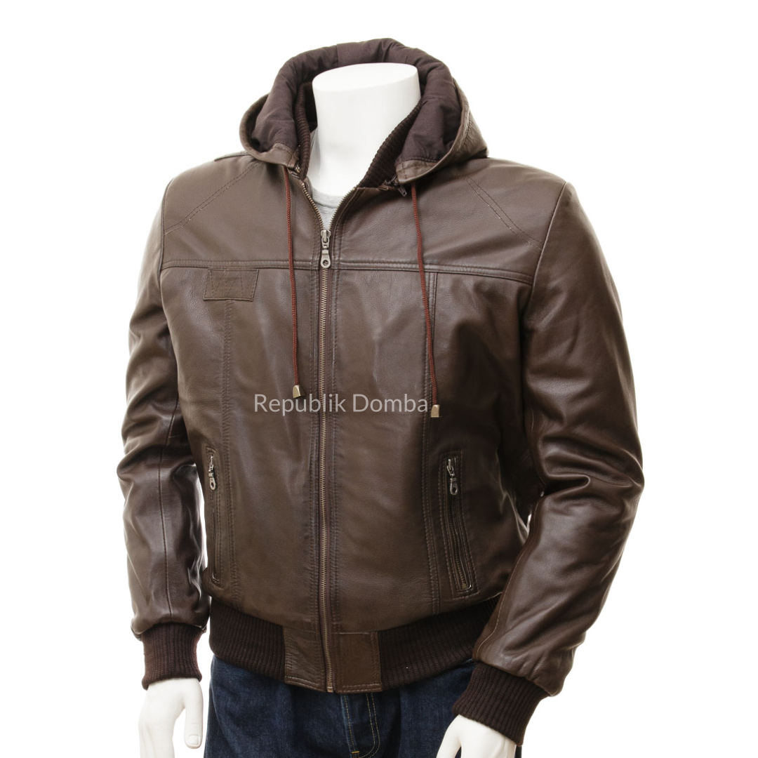 Jaket Kulit Pria Bomber - PCB 470