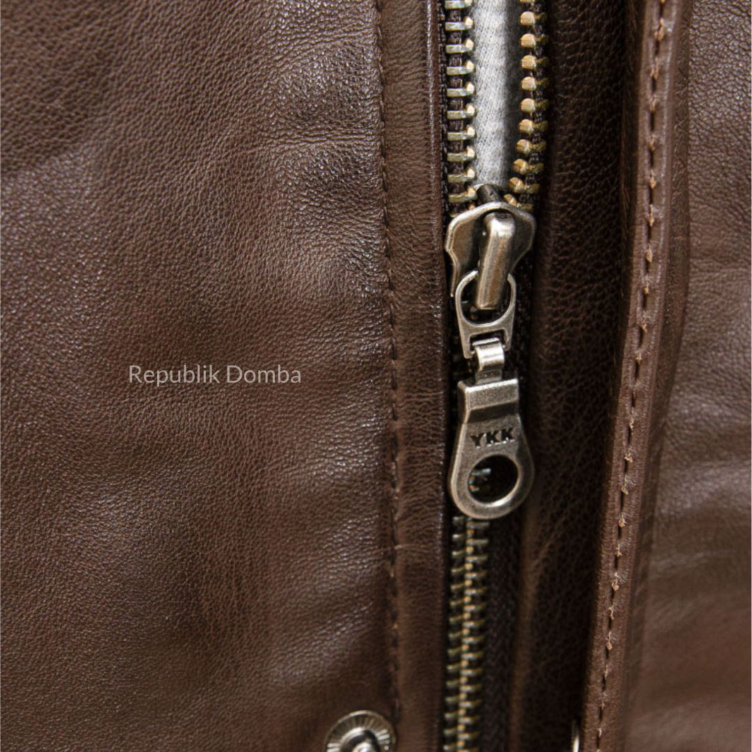 Jaket Kulit Domba Pria Bomber Premium | PCB 471 - Tampak Belakang