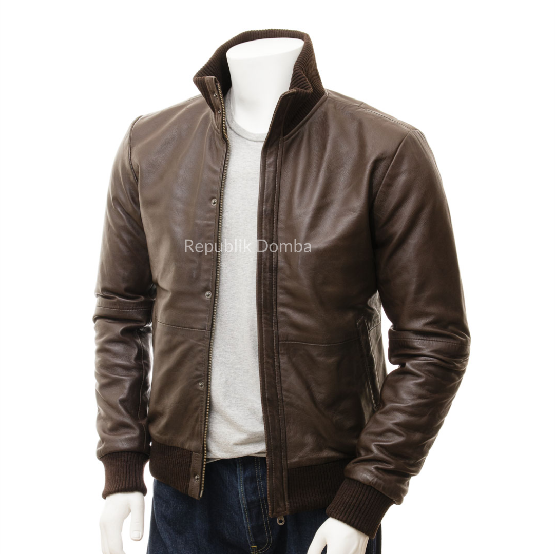 Jaket Kulit Domba Pria Bomber Premium | PCB 471 - Detail Bahan Kulit Domba