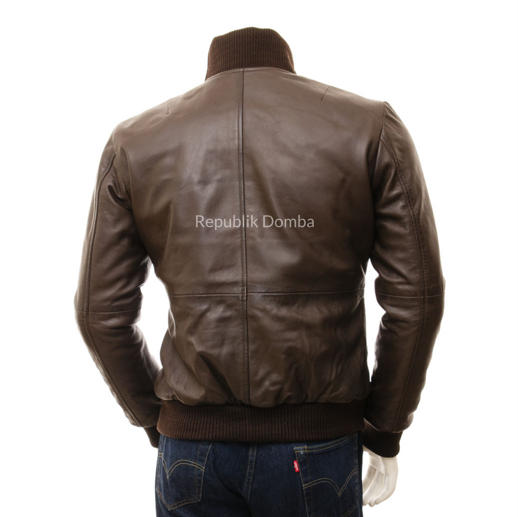 Jaket Kulit Domba Pria Bomber Premium | PCB 471 - Detail Hardware dan Jahitan