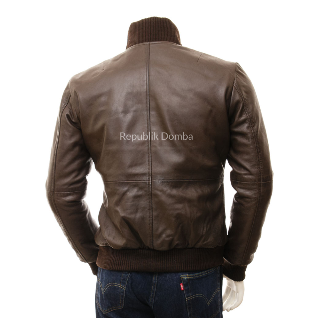 Jaket Kulit Domba Pria Bomber Premium | PCB 471 - Detail Hardware dan Jahitan