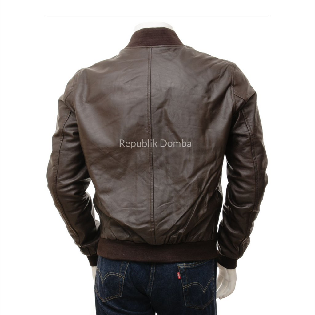 Jaket Kulit Domba Pria Bomber Premium | PCB 473 - Detail Bahan Kulit Domba