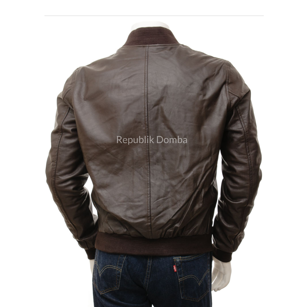 Jaket Kulit Domba Pria Bomber Premium | PCB 473 - Detail Bahan Kulit Domba