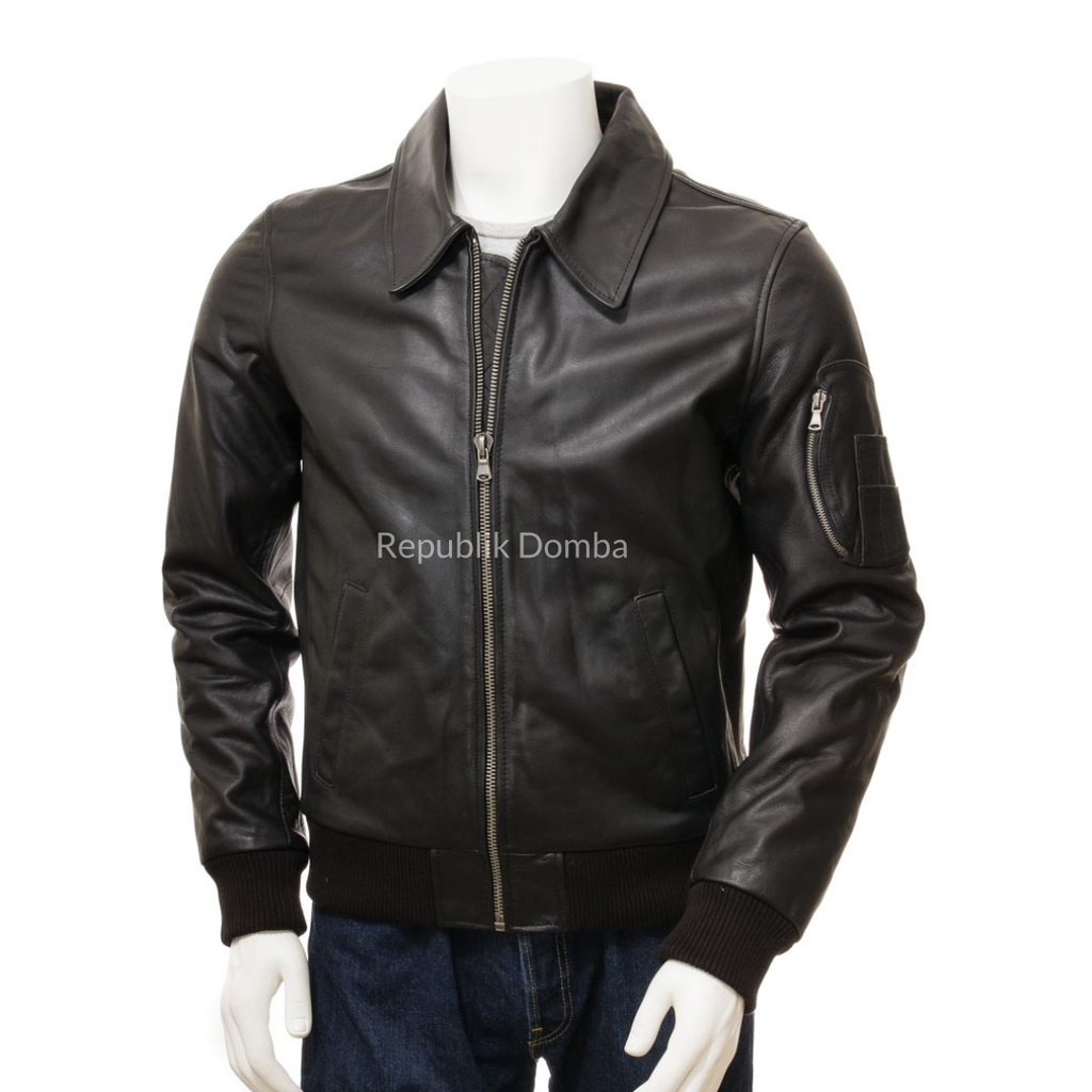 Jaket Kulit Pria Bomber - PCB 476