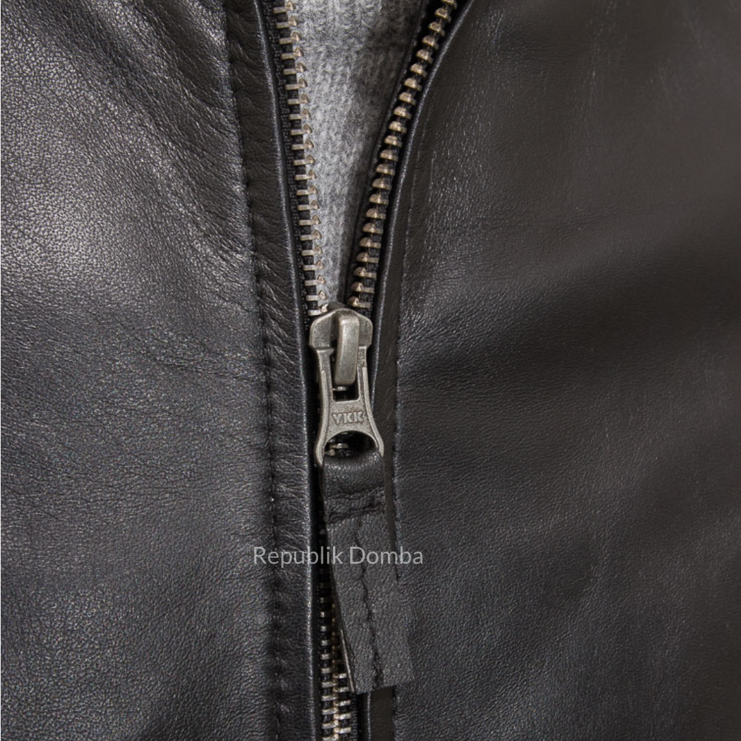Jaket Kulit Domba Pria Bomber Premium | PCB 479 - Tampak Belakang