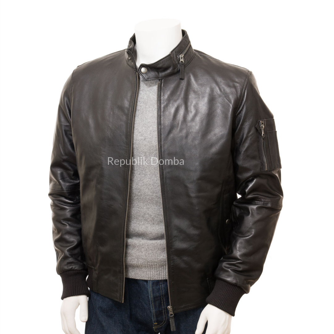 Jaket Kulit Domba Pria Bomber Premium | PCB 479 - Detail Bahan Kulit Domba
