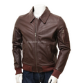 Jaket Kulit Domba Pria Bomber Premium | PCB 483 - Tampak Depan