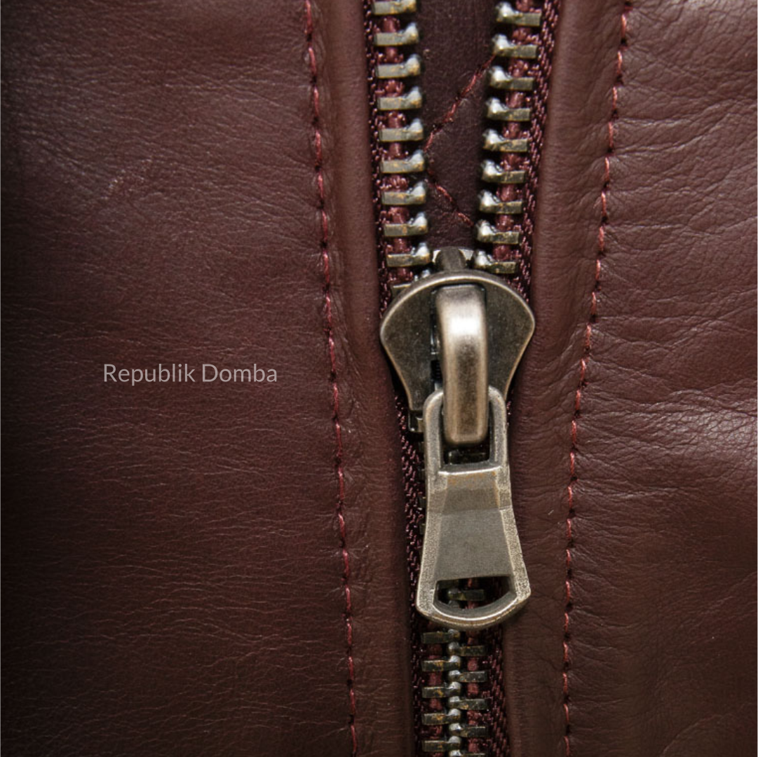 Jaket Kulit Domba Pria Bomber Premium | PCB 483 - Tampak Belakang