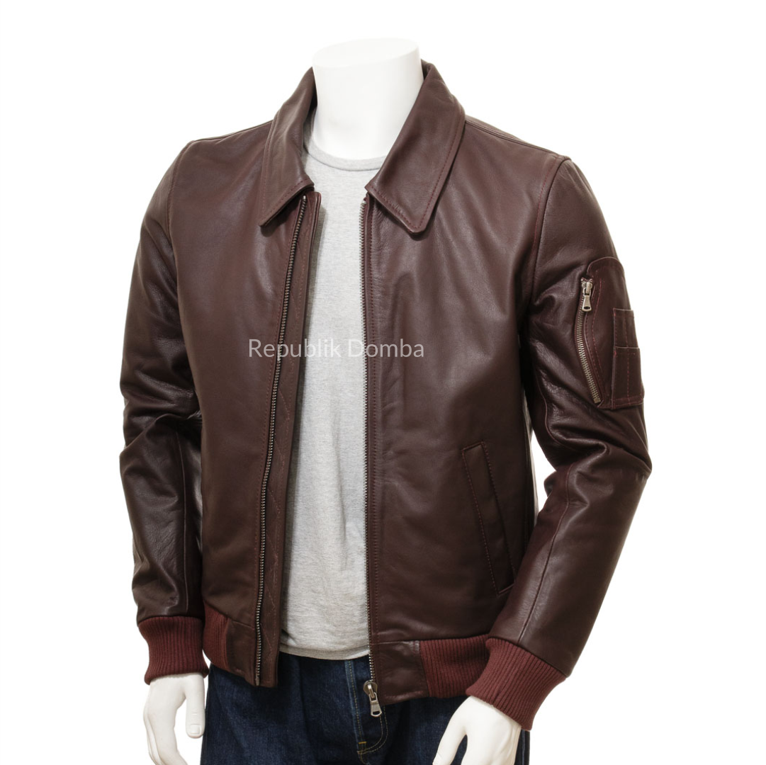 Jaket Kulit Domba Pria Bomber Premium | PCB 483 - Detail Bahan Kulit Domba