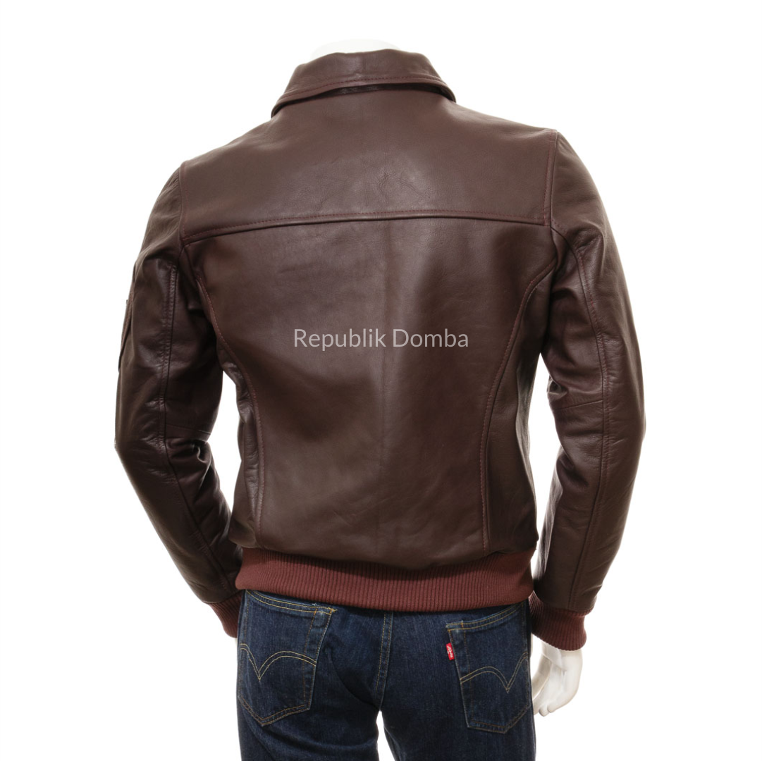 Jaket Kulit Domba Pria Bomber Premium | PCB 483 - Detail Hardware dan Jahitan