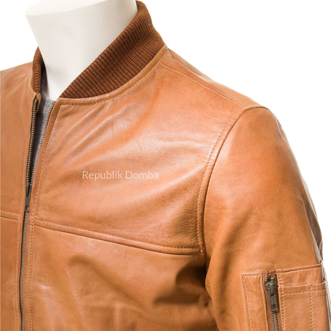 Jaket Kulit Pria Bomber - PCB 486