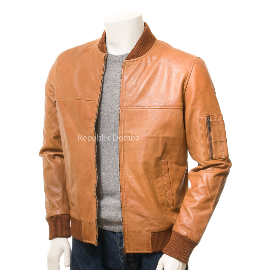 Jaket Kulit Pria Bomber - PCB 486