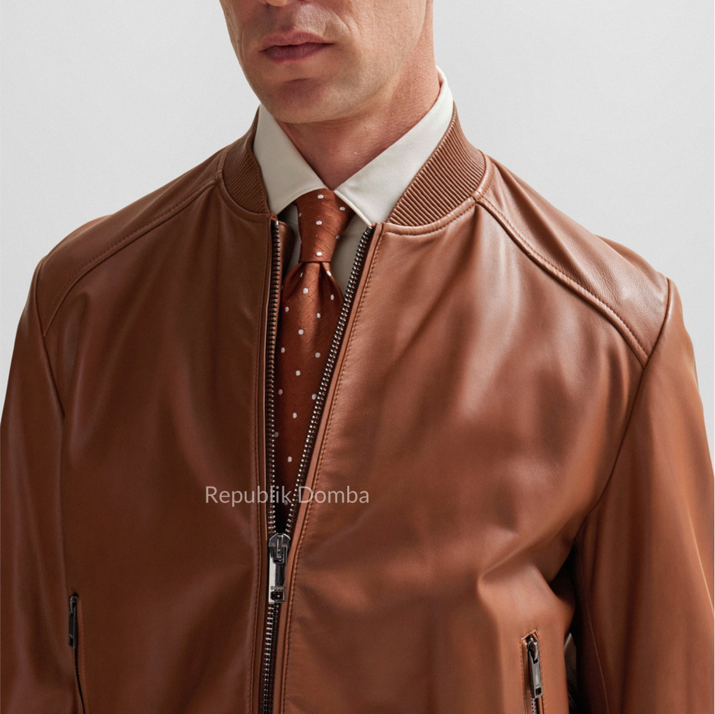 Jaket Kulit Pria Bomber - PCB 489