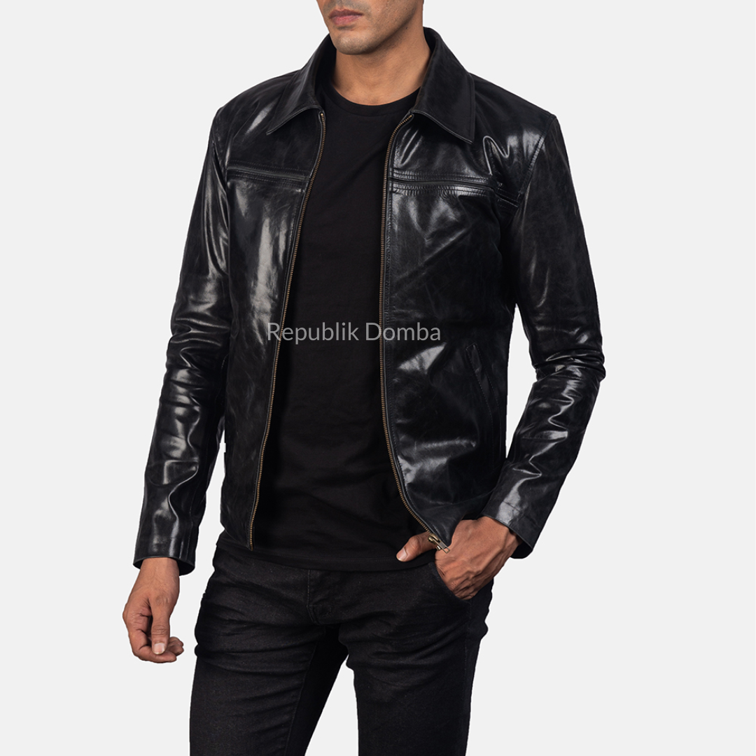 Jaket Kulit Domba Pria Formal Premium | PF 402 - Tampak Samping