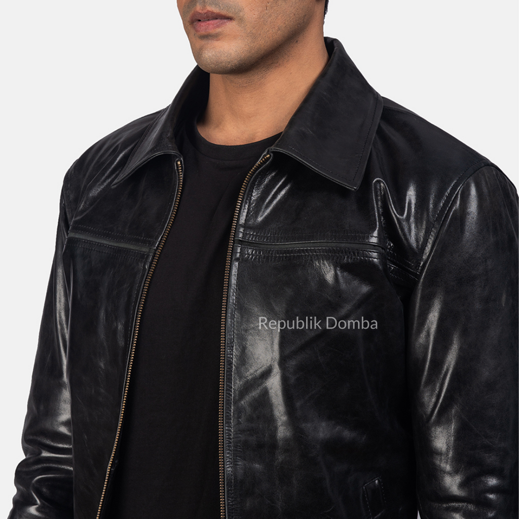 Jaket Kulit Domba Pria Formal Premium | PF 402 - Detail Bahan Kulit Domba
