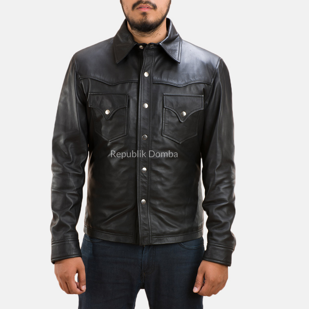 Jaket Kulit Domba Pria Formal Premium | PF 104 - Tampak Depan