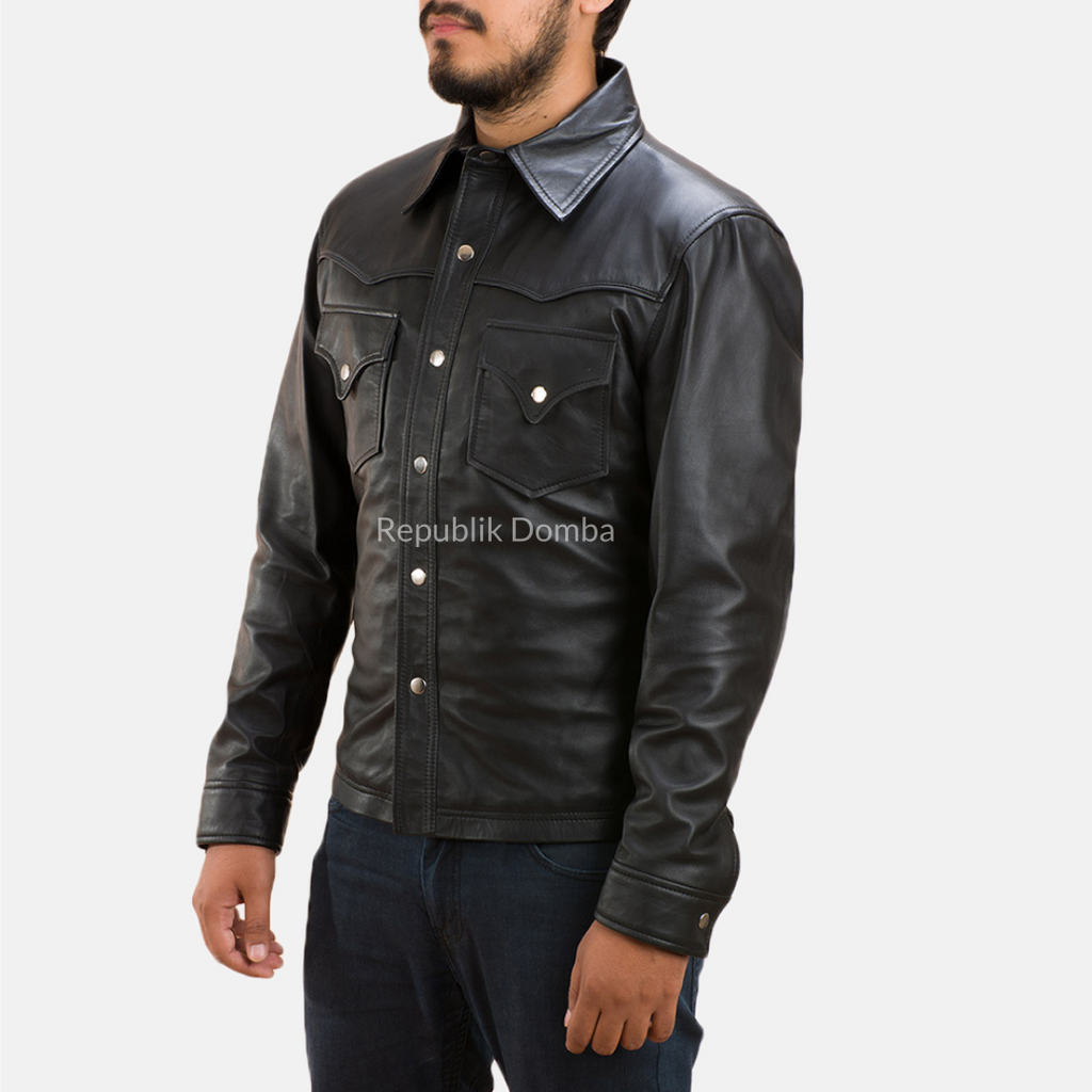 Jaket Kulit Domba Pria Formal Premium | PF 104 - Tampak Samping