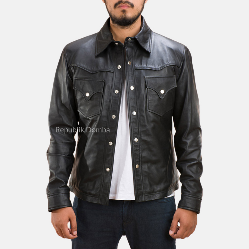 Jaket Kulit Domba Pria Formal Premium | PF 104 - Tampak Belakang