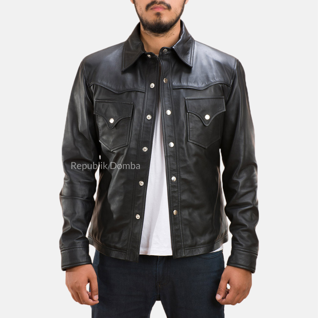 Jaket Kulit Domba Pria Formal Premium | PF 104 - Tampak Belakang