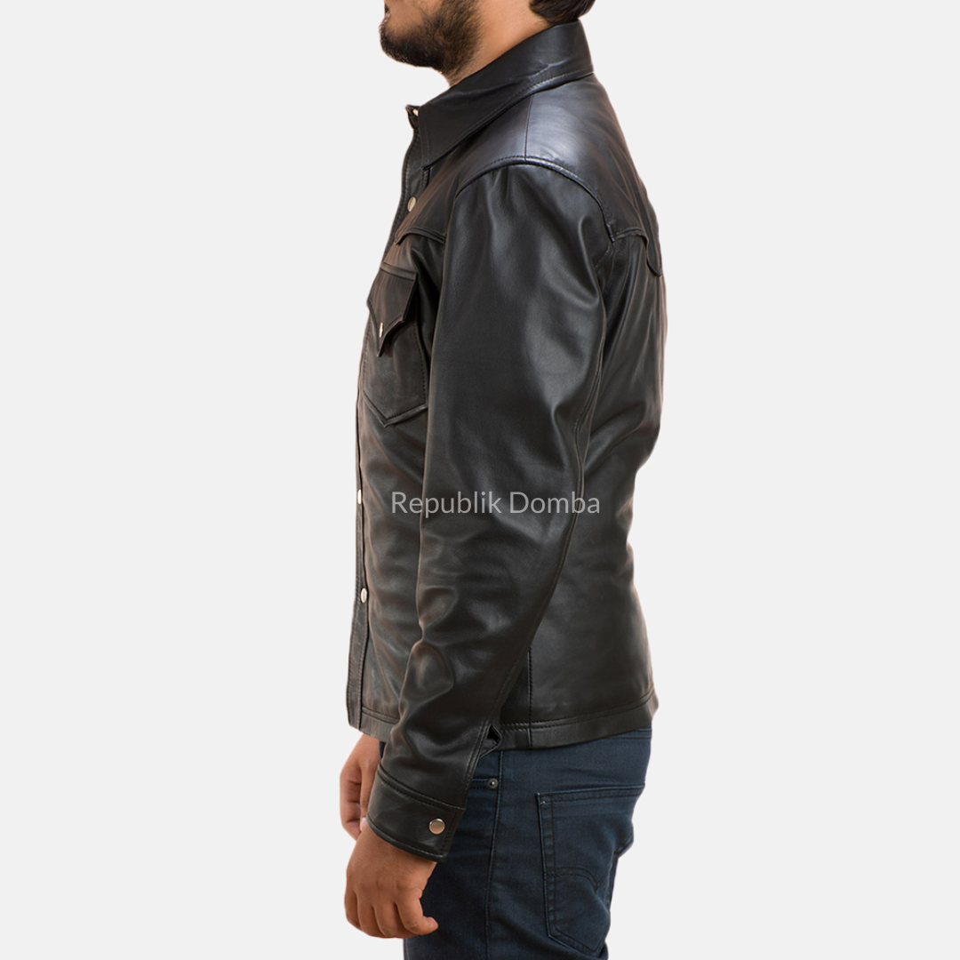 Jaket Kulit Domba Pria Formal Premium | PF 104 - Detail Bahan Kulit Domba