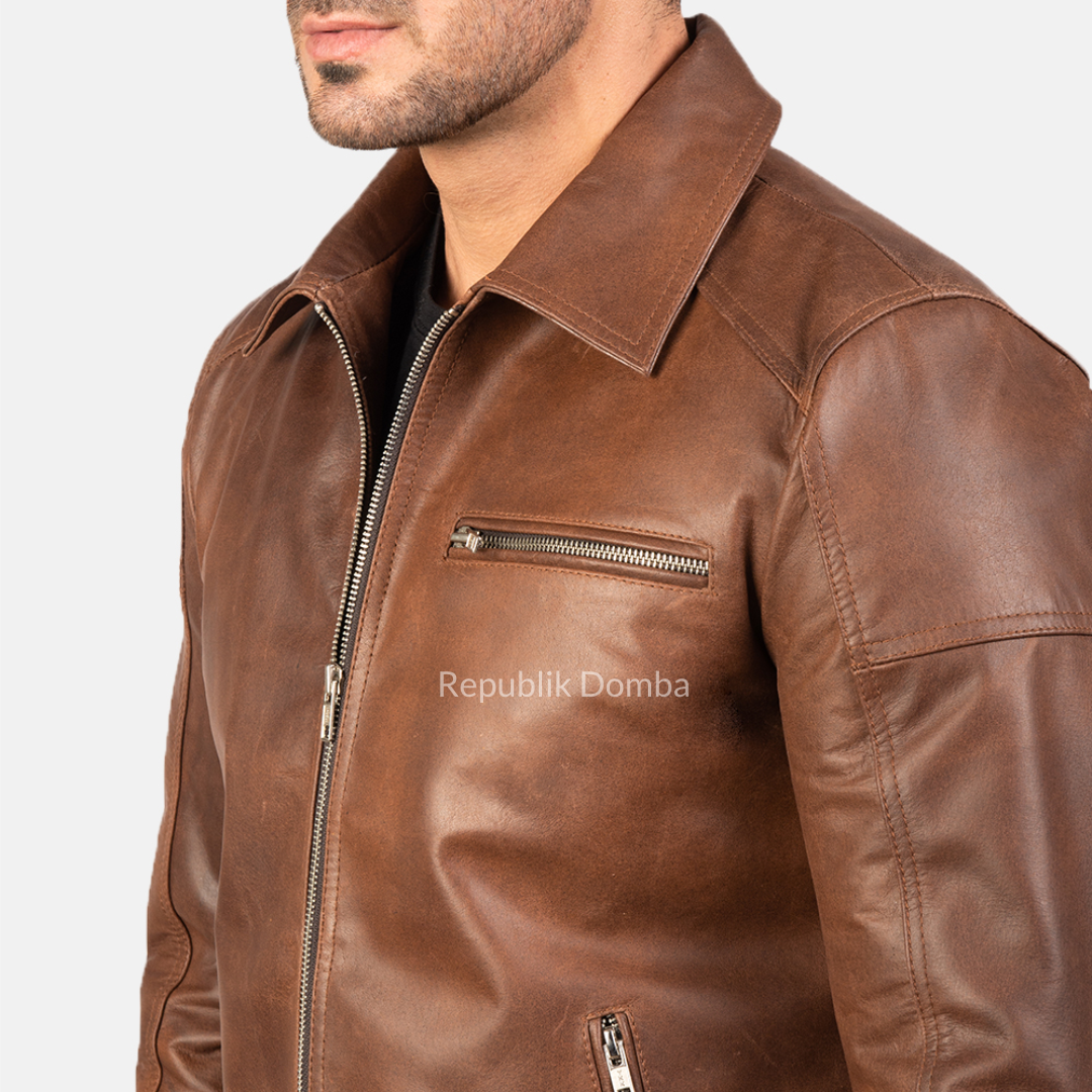 Jaket Kulit Domba Pria Formal Premium | PF 405 - Tampak Samping