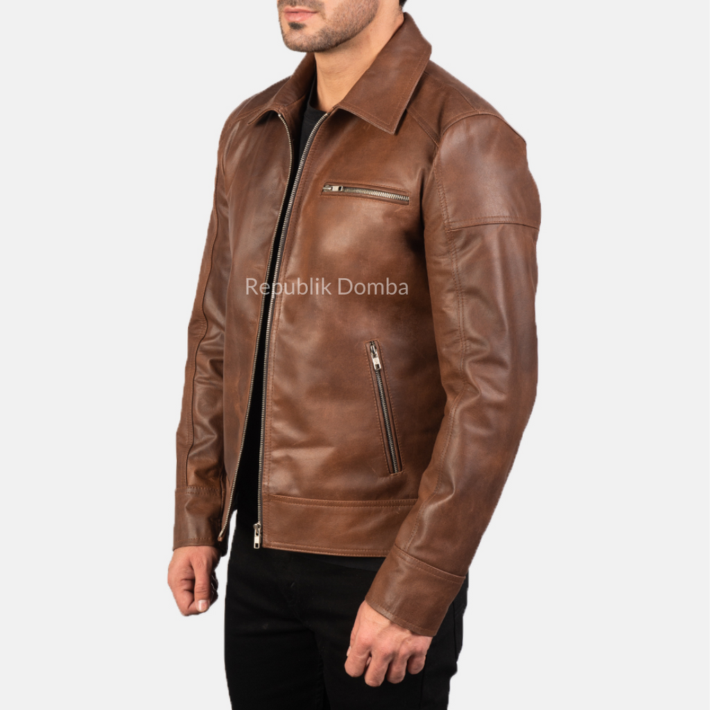 Jaket Kulit Domba Pria Formal Premium | PF 405 - Detail Bahan Kulit Domba