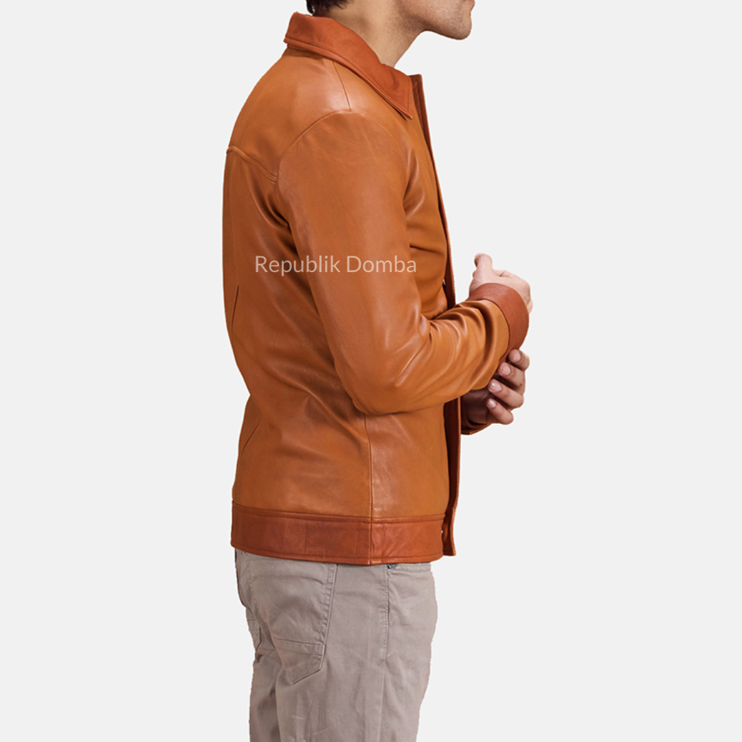 Jaket Kulit Domba Pria Formal Premium | PF 409 - Detail Bahan Kulit Domba