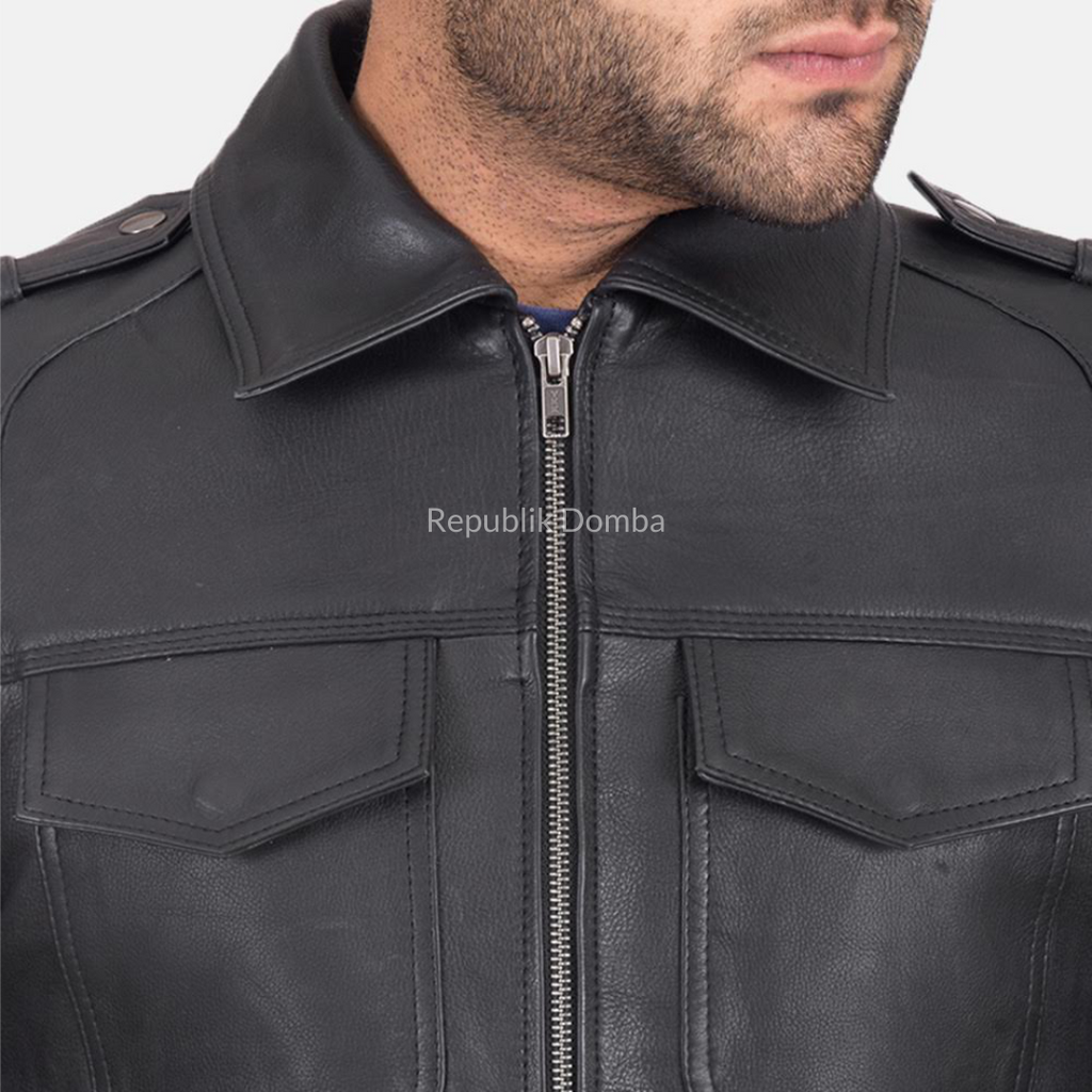 Jaket Kulit Domba Pria Formal Premium | PF 413 - Tampak Samping