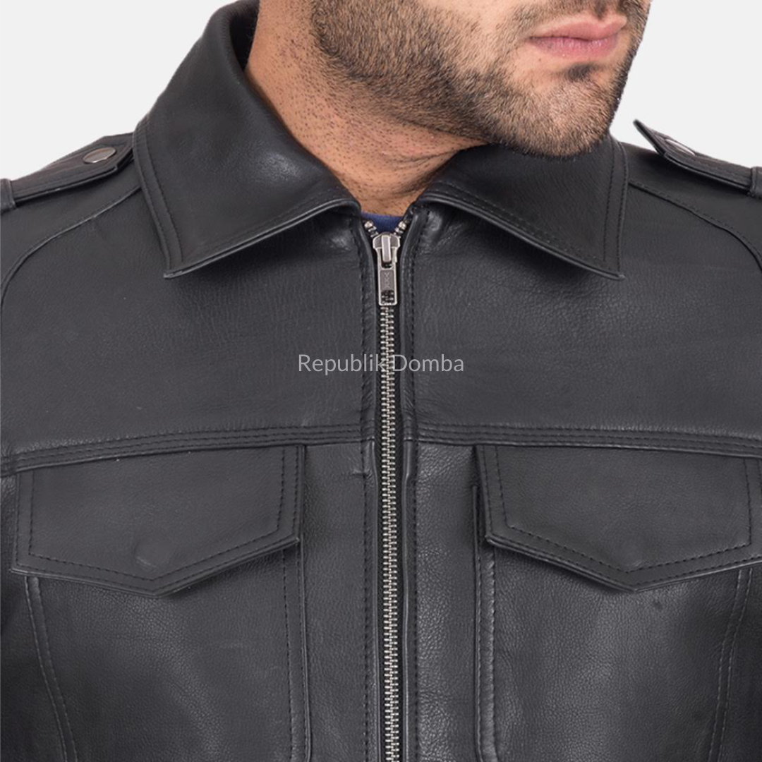 Jaket Kulit Domba Pria Formal Premium | PF 413 - Tampak Samping