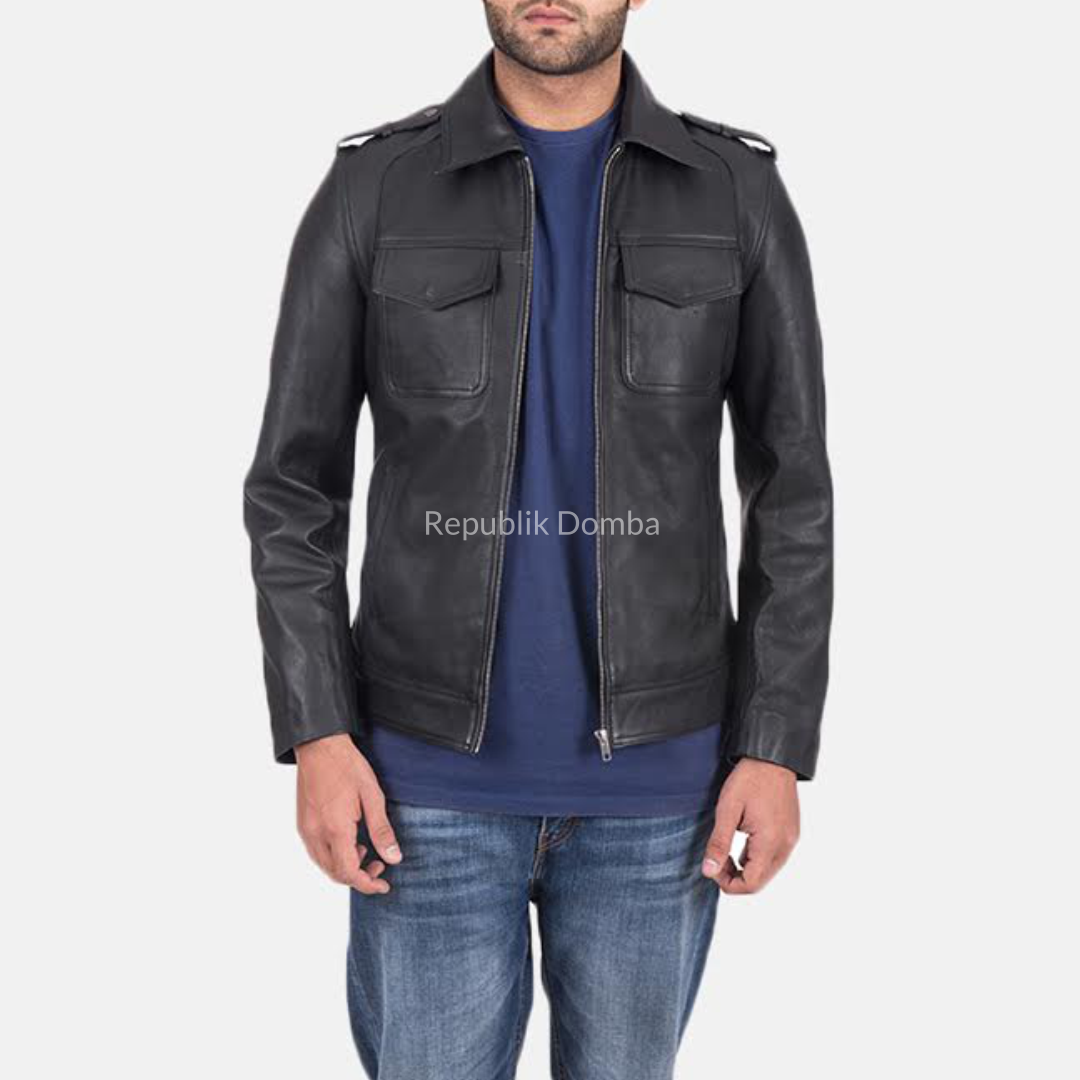 Jaket Kulit Domba Pria Formal Premium | PF 413 - Tampak Belakang