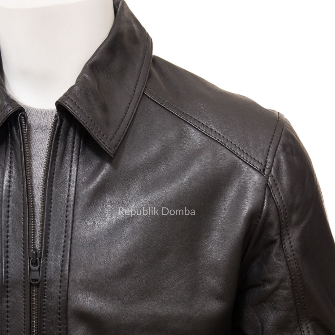 Jaket Kulit Domba Pria Formal Premium | PF 429 - Tampak Samping