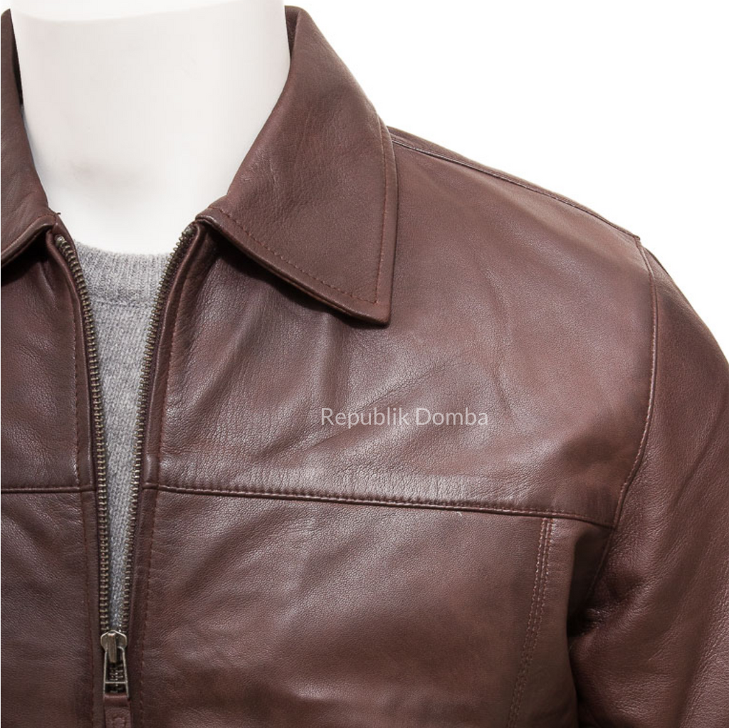 Jaket Kulit Domba Pria Formal Premium | PF 430 - Tampak Samping