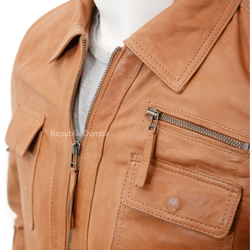 Jaket Kulit Domba Pria Formal Premium | PF 433 - Tampak Samping
