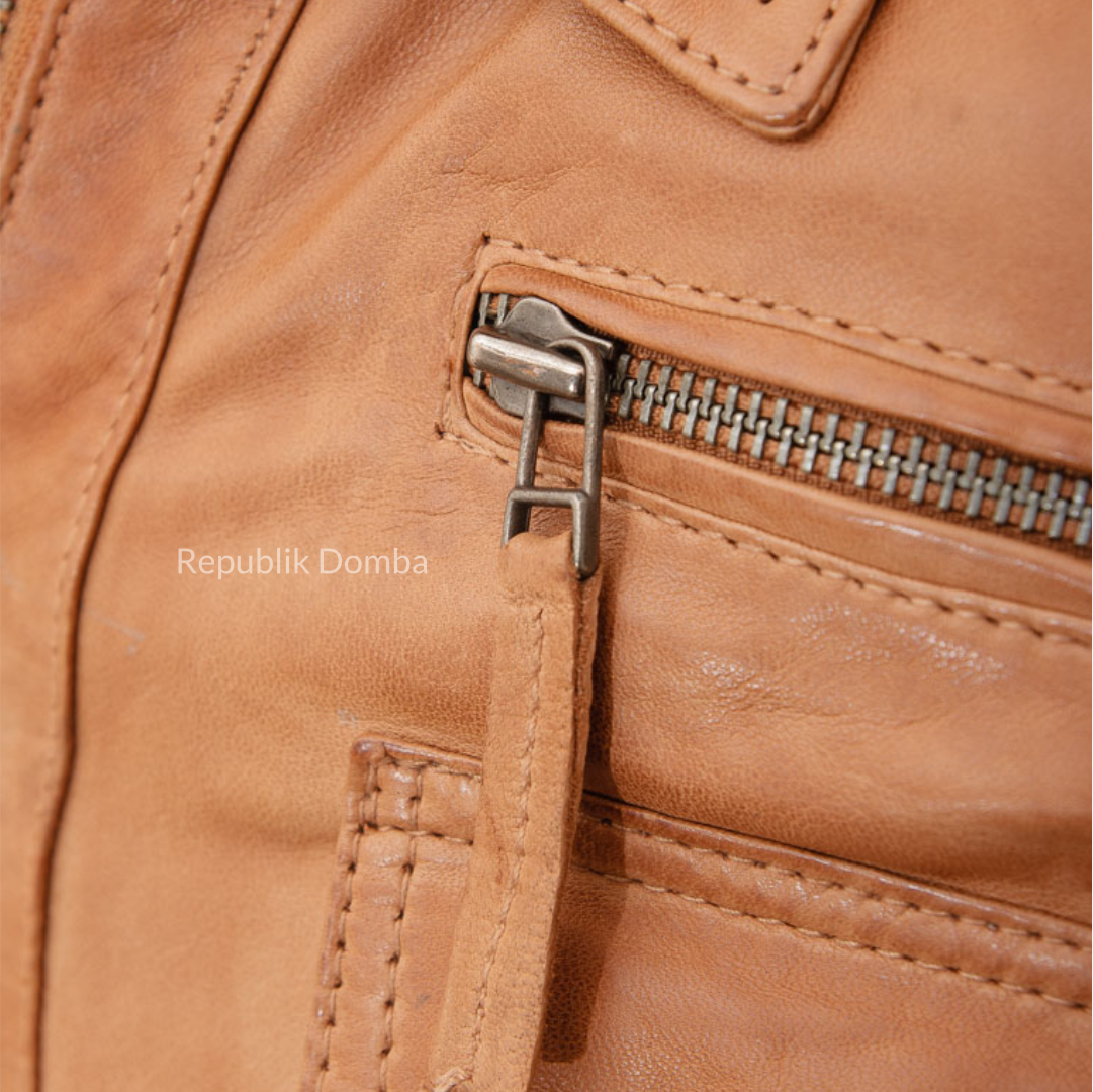 Jaket Kulit Domba Pria Formal Premium | PF 433 - Tampak Belakang