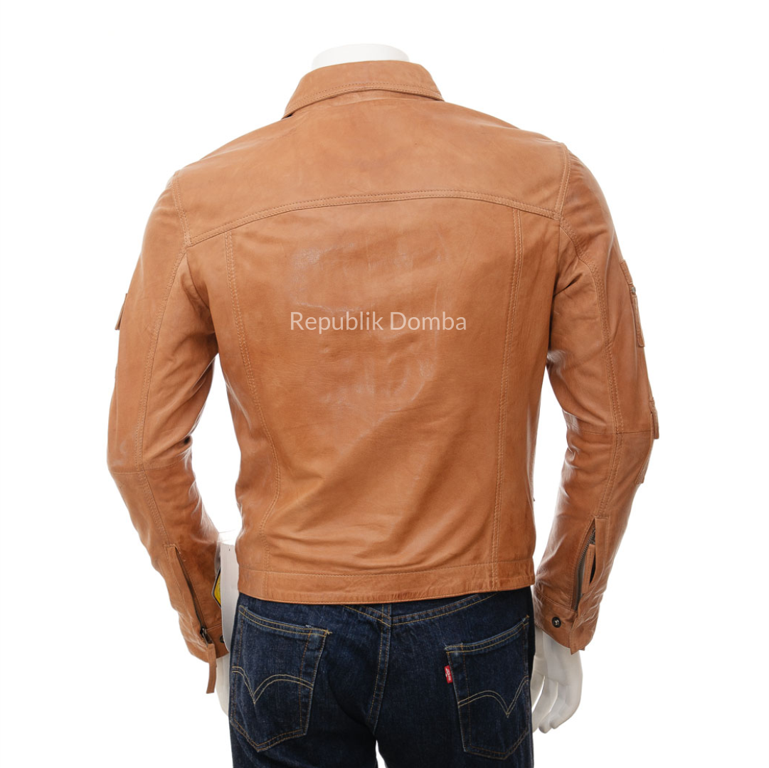 Jaket Kulit Domba Pria Formal Premium | PF 433 - Detail Bahan Kulit Domba